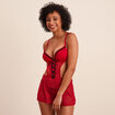 Combinette avec laçage en dentelle rouge femme