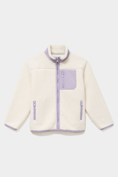 Gilet zipp&eacute; effet sherpa blanc fille