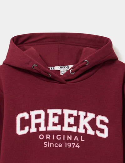 Sweat &agrave; capuche hoodie &agrave; logo bordeaux fille
