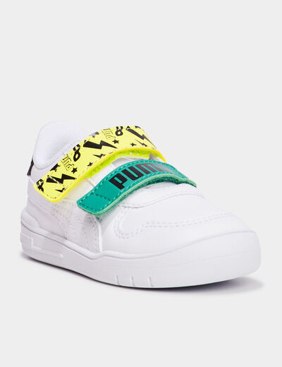 Tennis basses à scratchs Puma blanc bébé garçon