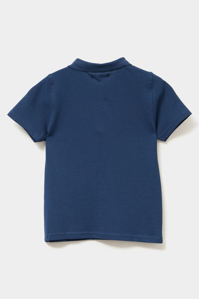 Polo manches courtes &agrave; d&eacute;tail brod&eacute; bleu marine gar&ccedil;on