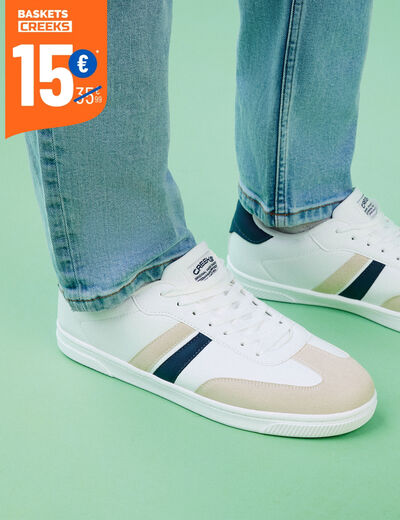 Tennis basses à lacets blanc homme