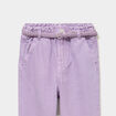 Pantalon mom taille &eacute;lastiqu&eacute;e mauve fille