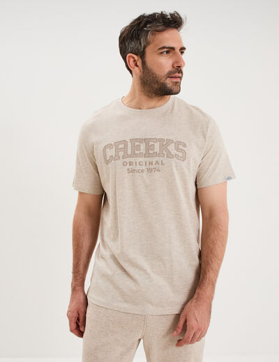 T-shirt manches courtes coton beige homme