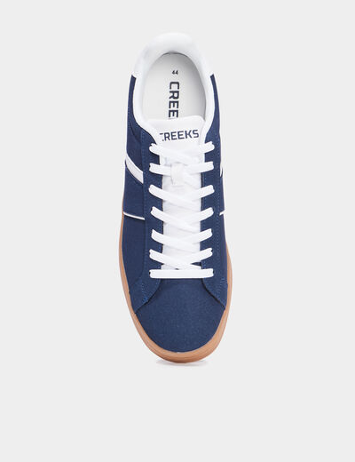 Tennis basses à lacets effet daim bleu marine homme