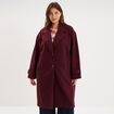 Manteau long boutonn&eacute; violet fonc&eacute; femme grande taille