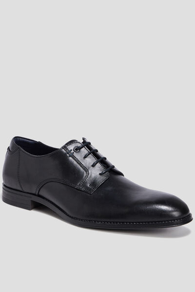 Derbies à lacets en cuir noir homme