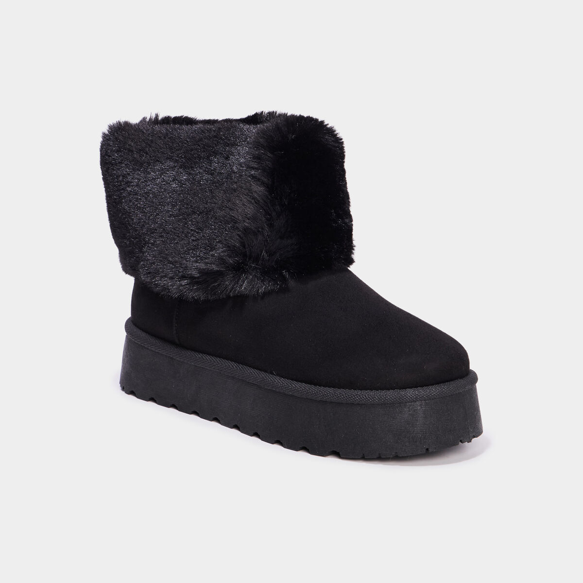 Boots avec fausse fourrure noir femme