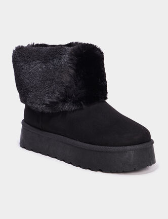 Boots avec fausse fourrure noir femme
