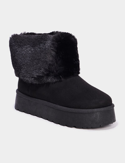 Boots avec fausse fourrure noir femme