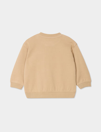 Sweat manches longues 1 poche coton marron clair bébé garçon