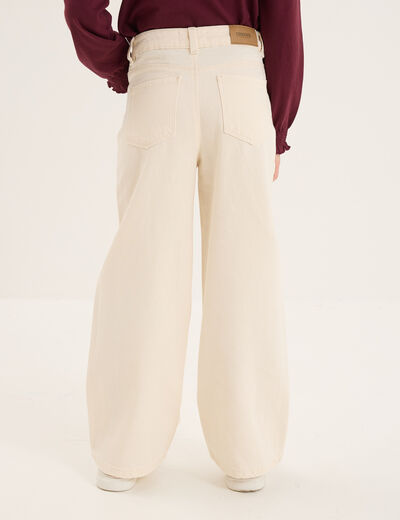 Pantalon coupe large 5 poches coton creme fille
