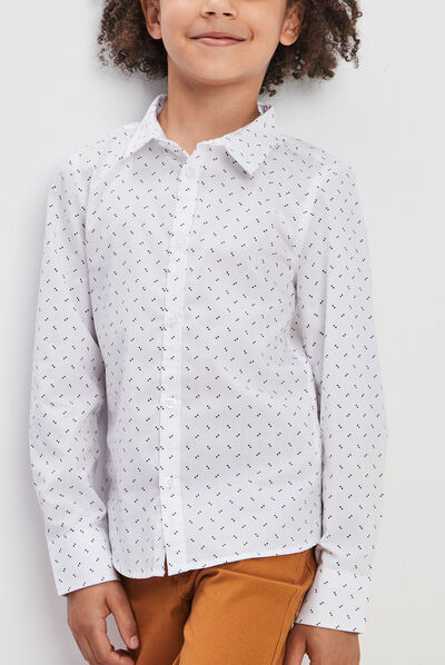 Chemise manches longues blanc garçon