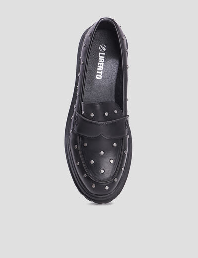 Mocassins crantés à clous noir femme