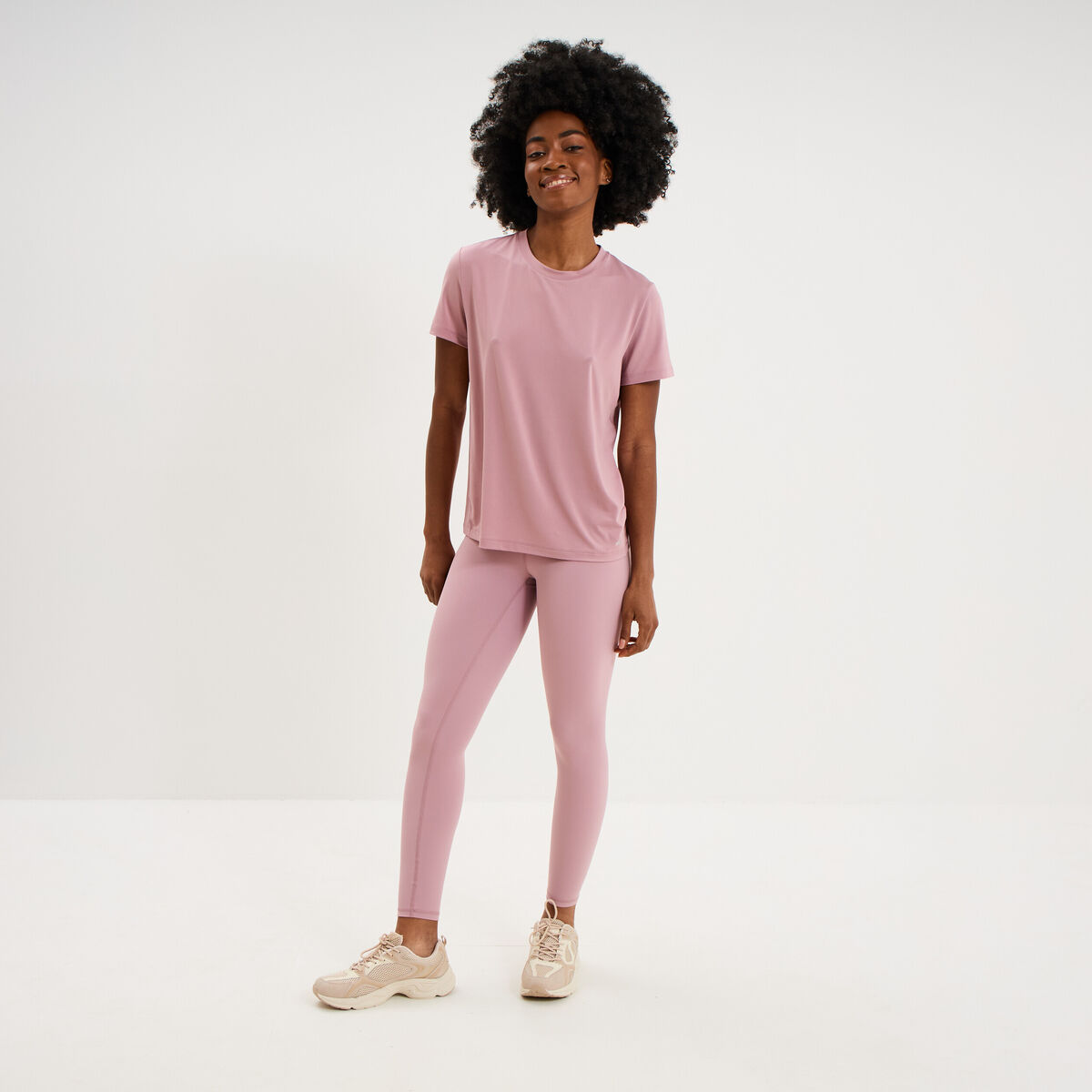 T-shirt de sport droit manches courtes mauve femme