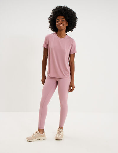 T-shirt de sport droit manches courtes mauve femme
