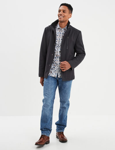 Chemise ajustée col français blanc homme