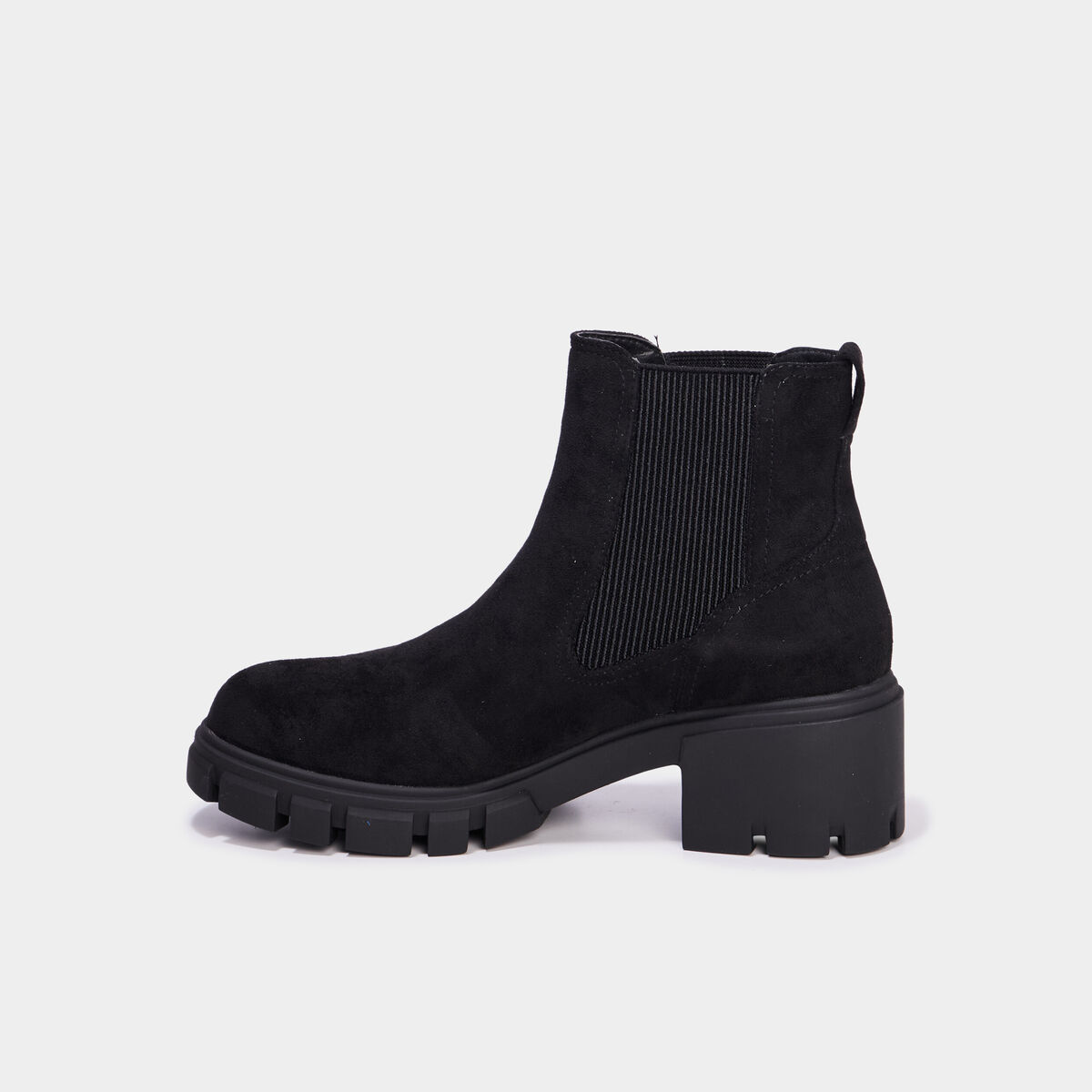 Bottines chelsea talons crant&eacute;s noir femme