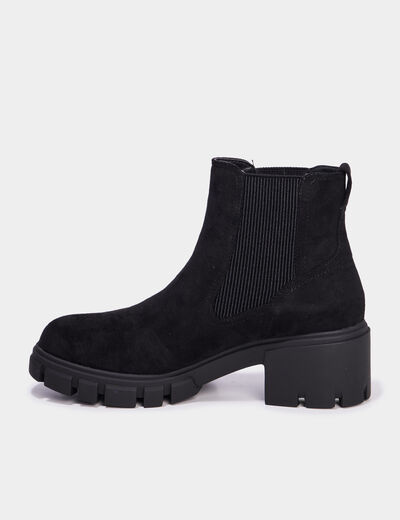Bottines chelsea talons crantés noir femme