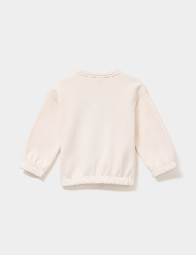 Sweat molletonn&eacute; &eacute;paule boutonn&eacute;e creme b&eacute;b&eacute; fille