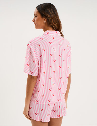 Ensemble pyjama short et chemise ecru femme