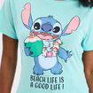 T-shirt col rond manches courtes Stitch vert turquoise femme