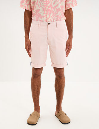 Bermuda short chino straight stretch rose pastel homme