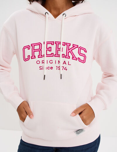 Sweat &agrave; capuche hoodie rose clair femme