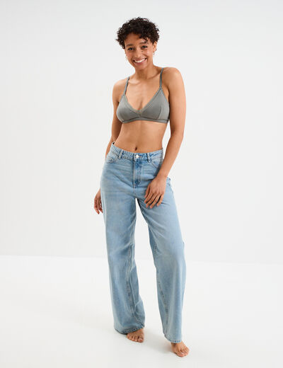 Soutien-gorge triangle sans armatures vert kaki femme