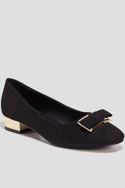 Ballerines à talon doré noir femme