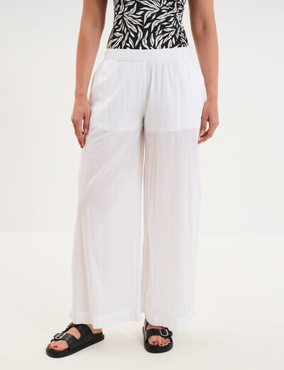 Pantalon de plage voile de coton blanc femme