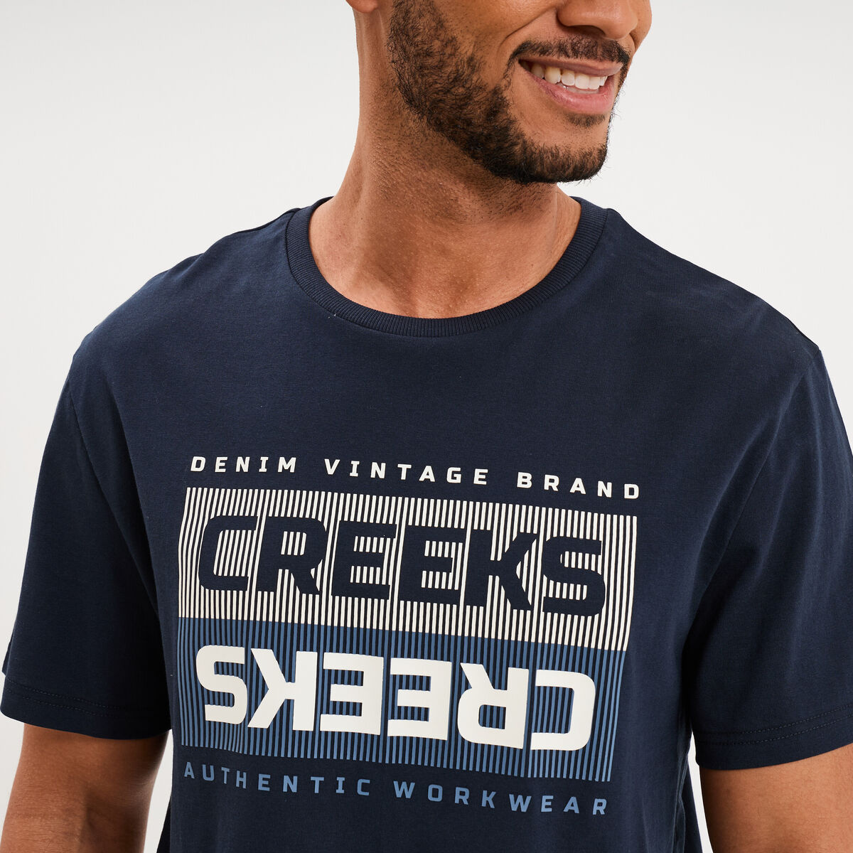 T-shirt manches courtes coton bleu marine homme