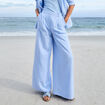 Pantalon large avec pinces bleu ciel femme