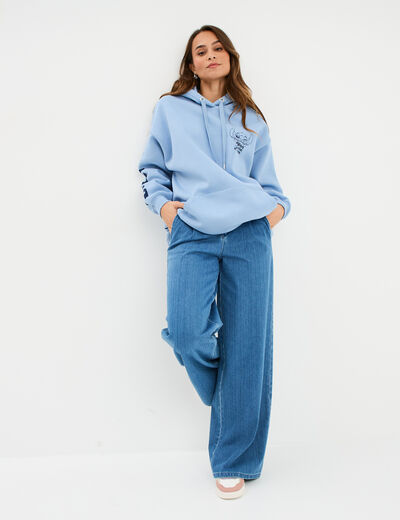 Sweat hoodie oversize à capuche Stitch bleu femme