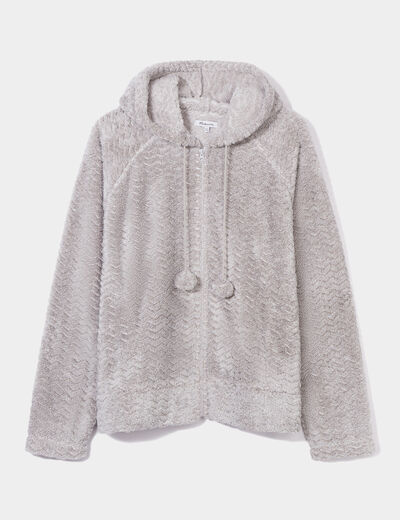 Veste de pyjama à capuche gris clair femme grande taille