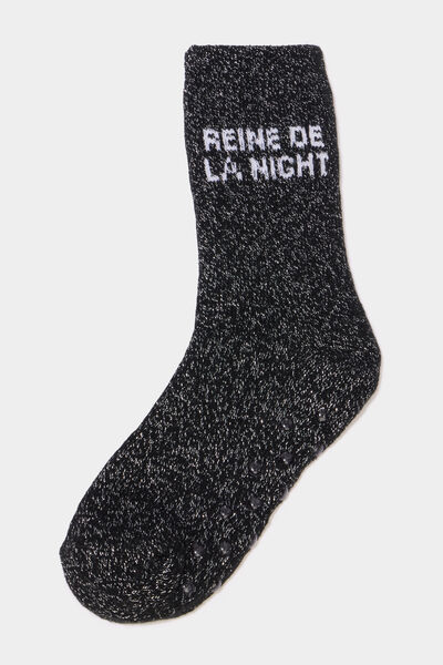 Chaussettes d'int&eacute;rieur La queen noir femme