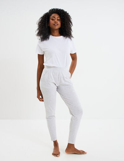 Pantalon de pyjama ajusté gris clair femme