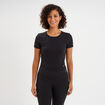 T-shirt de sport court ajust&eacute; noir femme