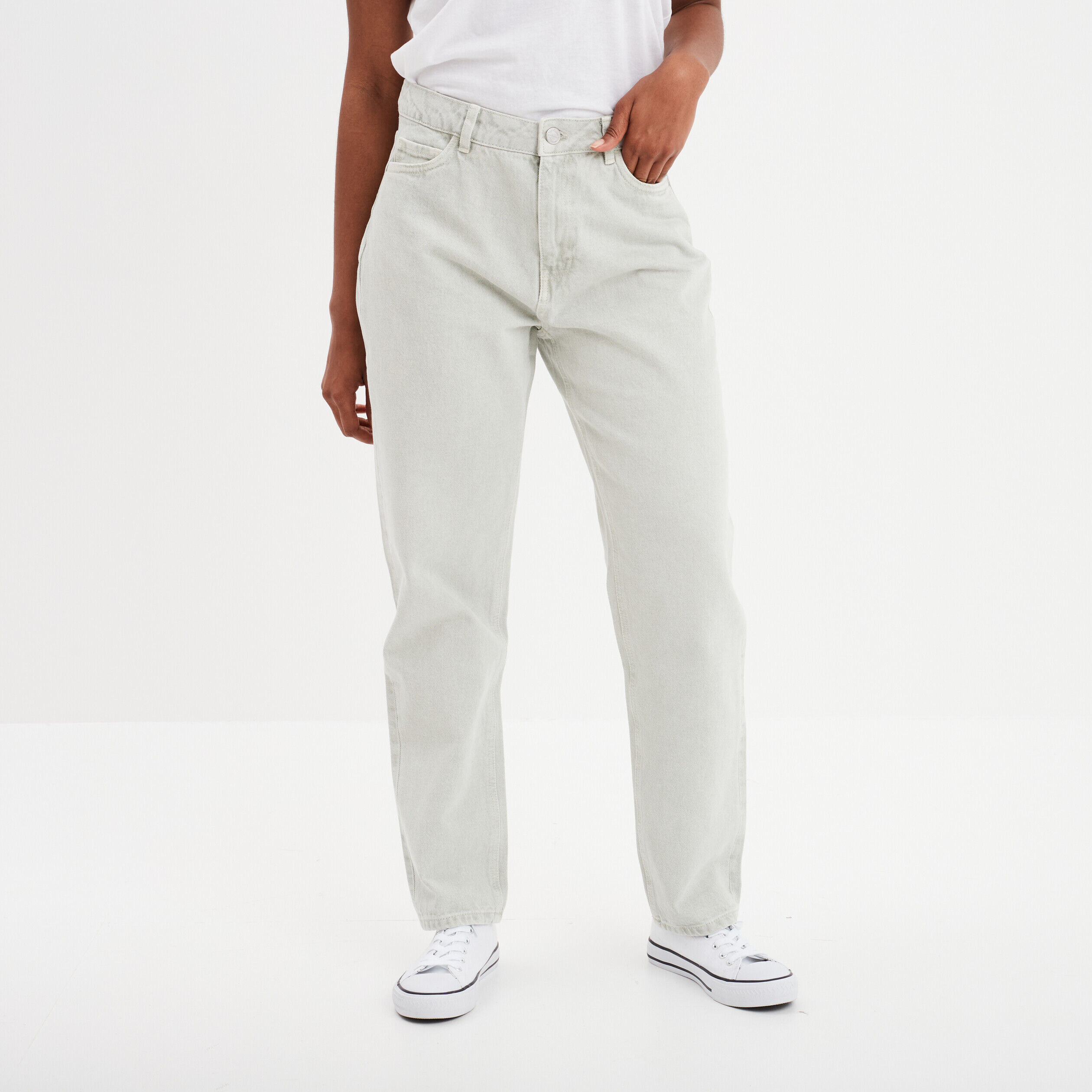 Jeans mom taille haute 7/8ème Creeks vert pastel femme CREEKS