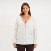 T-shirt col en V broderie et cordons ecru femme grande taille