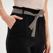 Pantalon paperbag &eacute;lastiqu&eacute; m&eacute;lange lin noir femme
