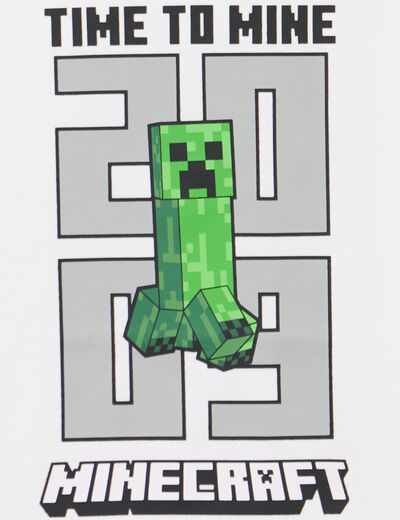 T-shirt manches courtes coton Minecraft blanc gar&ccedil;on