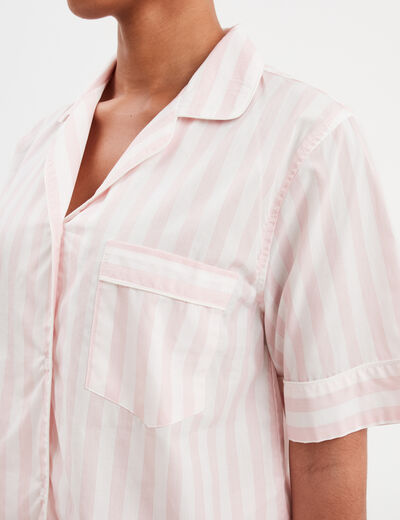 Ensemble pyjama short chemise coton ecru femme