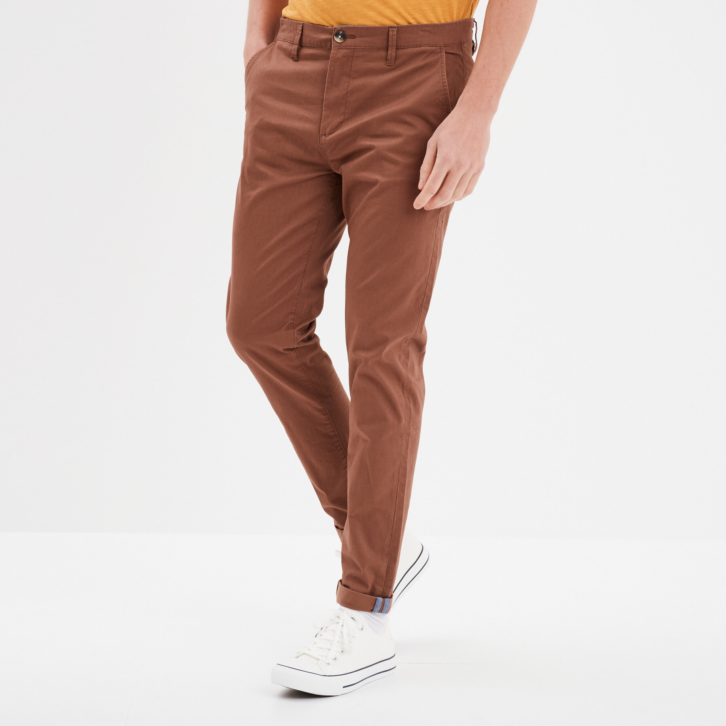 Pantalon chino slim stretch camel homme CREEKS