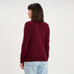 Pull col en V manches longues bordeaux femme