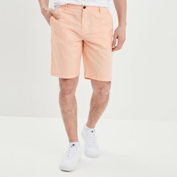 Short chino droit lin majoritaire rose clair homme