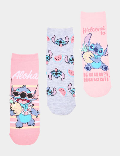 Lot 3 paires chaussettes Stitch multicolore fille