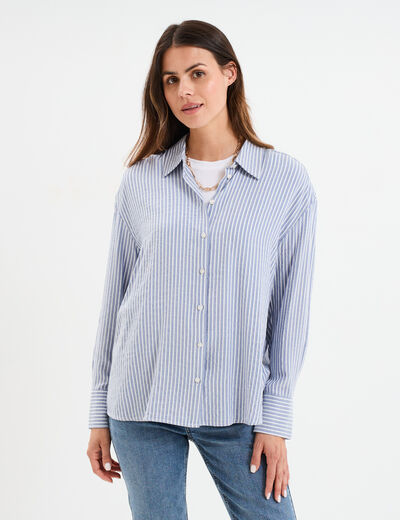 Chemise manches longues bleu marine femme