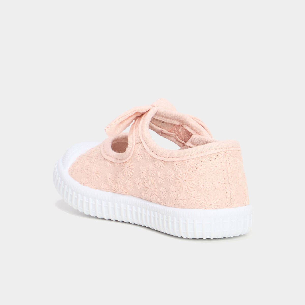 Babies brod&eacute;es renforc&eacute;es semelle souple rose b&eacute;b&eacute; fille