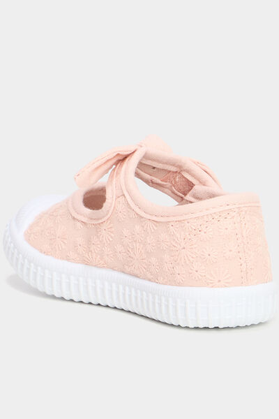 Babies brod&eacute;es renforc&eacute;es semelle souple rose b&eacute;b&eacute; fille